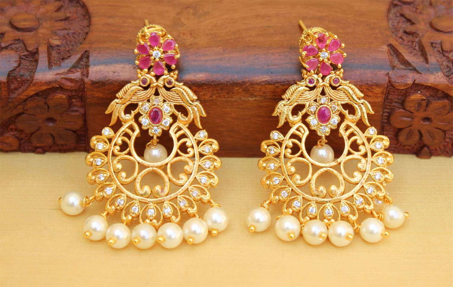 Matte Finish Peacock Stone Earrings T2755