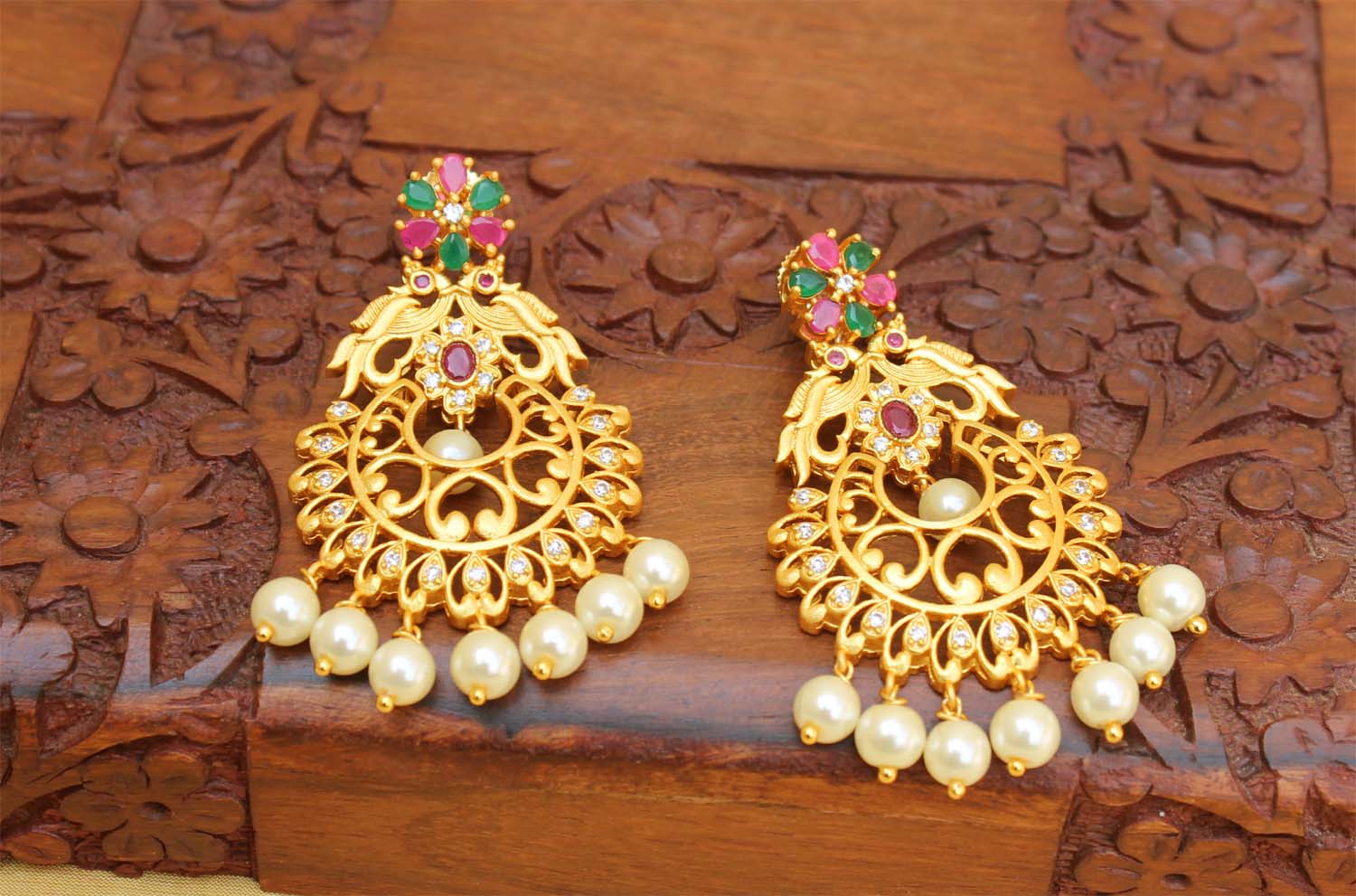 Matte Finish Peacock Stone Earrings T2756