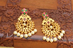 Matte Finish Peacock Stone Earrings T2756