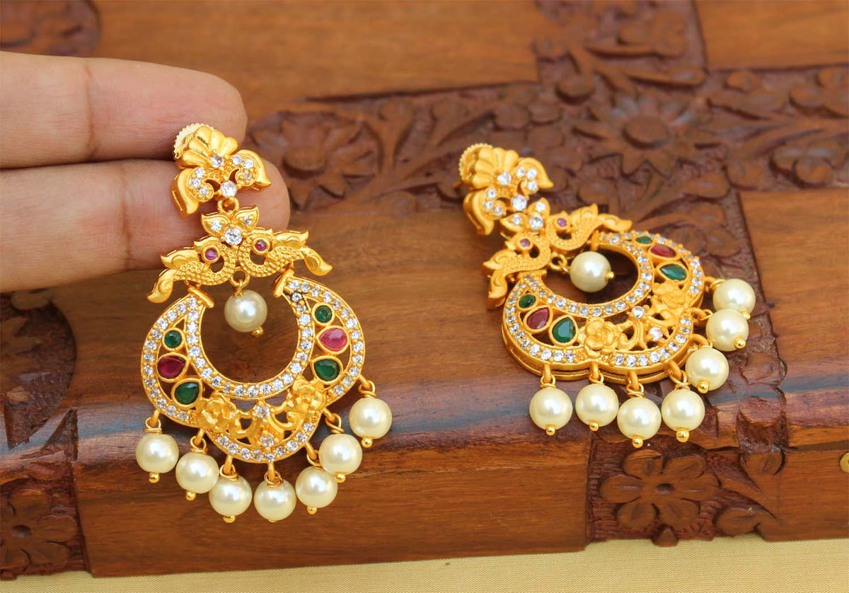 Stylish Matte Finish Peacock Earrings T2779