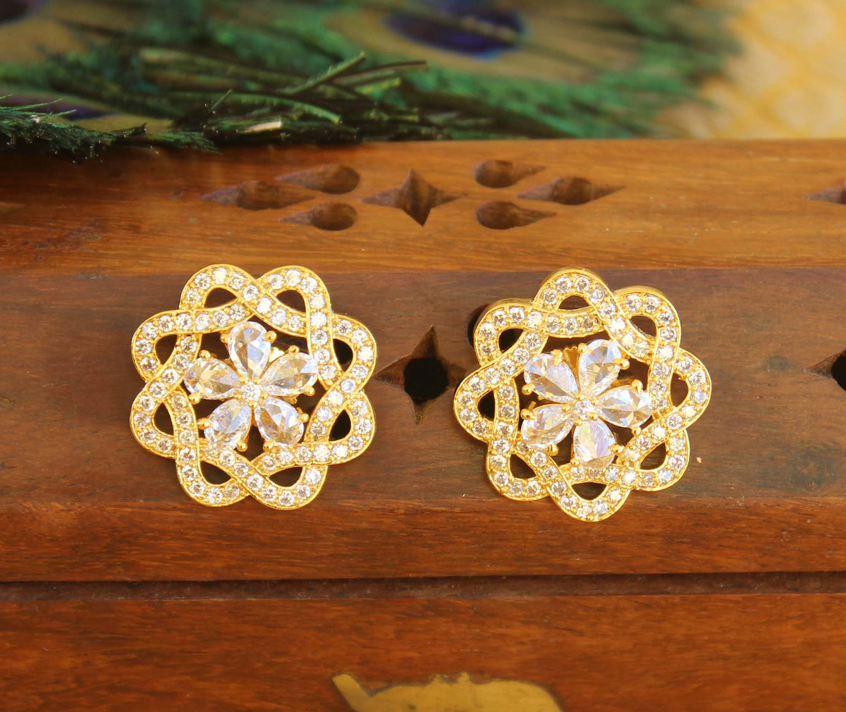Gold Plated Designer Stone Earrings T2464