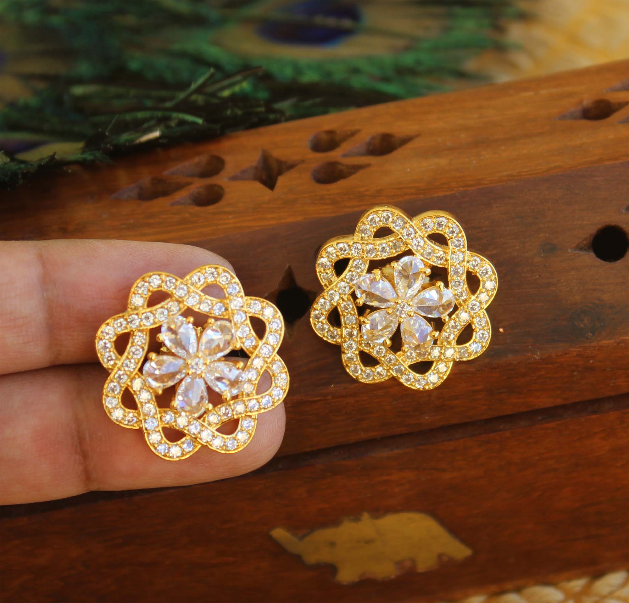 Gold Plated Designer Stone Earrings T2464