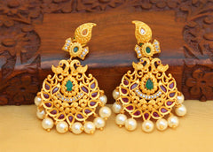 Mango Shape Peacock Matte Finish Earrings T2761