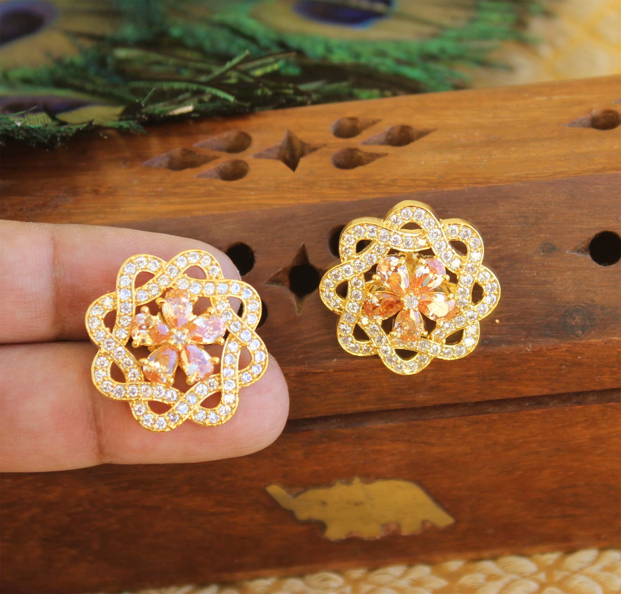 Gold Plated Designer Stone Earrings T2465