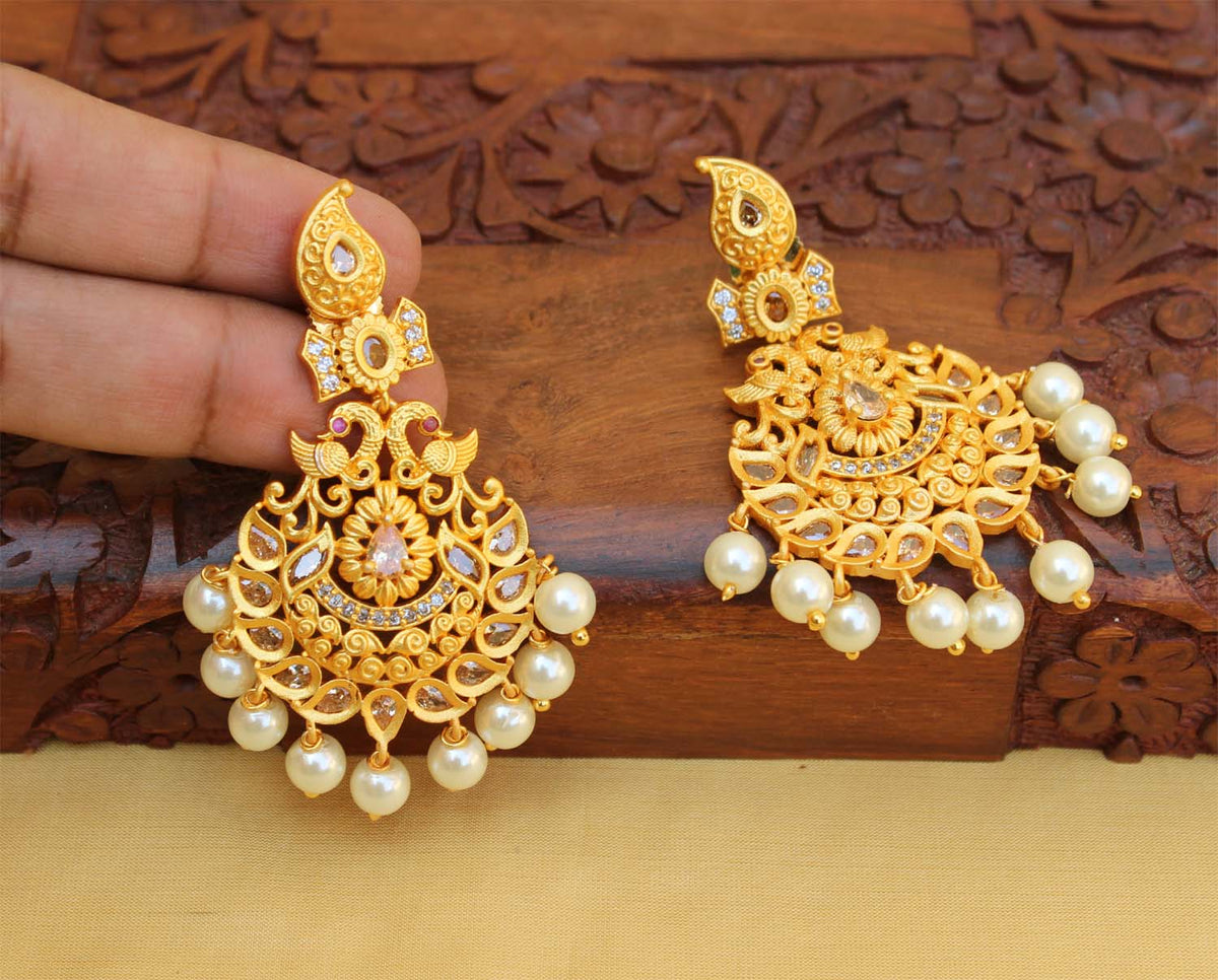 Mango Shape Peacock Matte Finish Earrings T2758