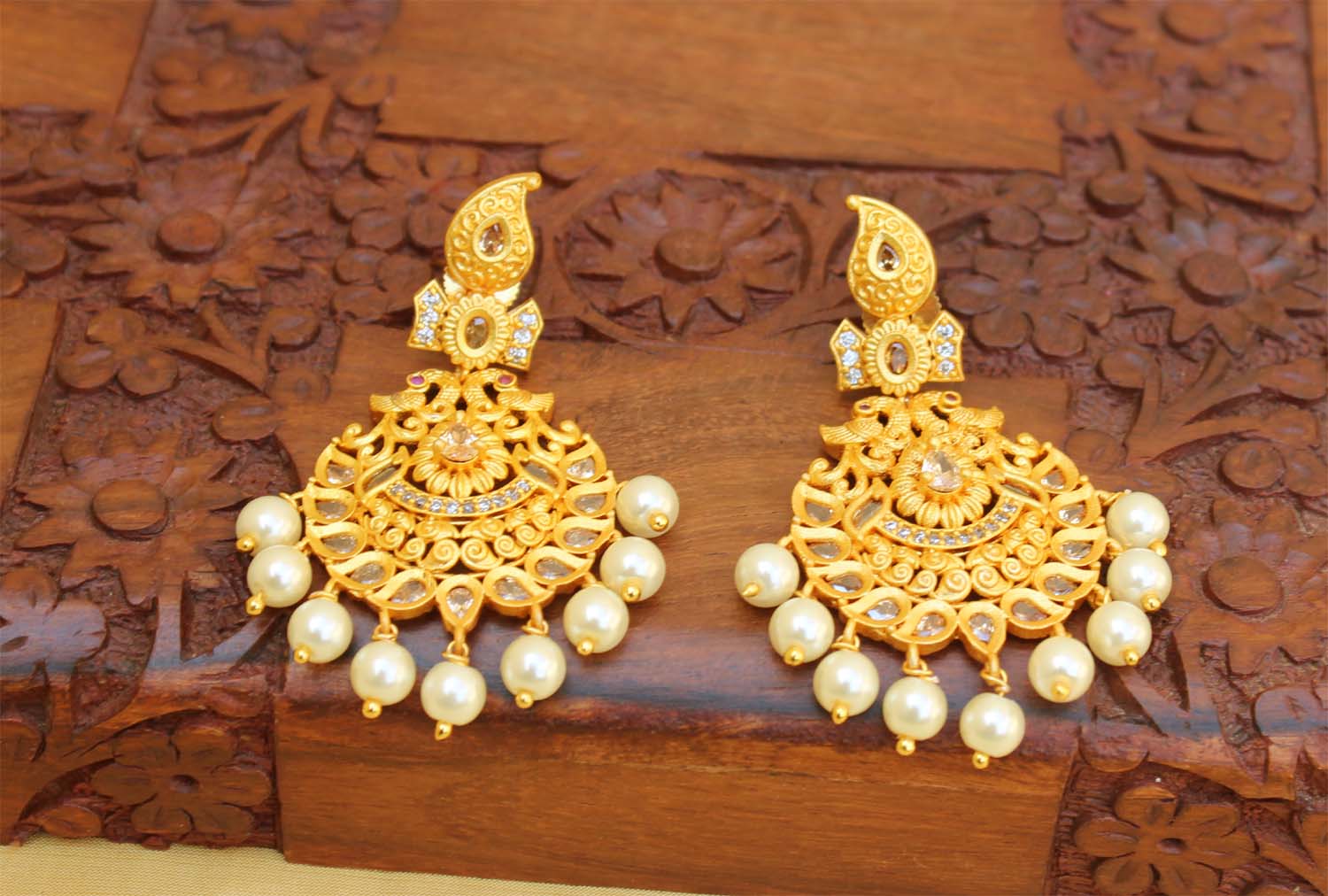 Mango Shape Peacock Matte Finish Earrings T2758