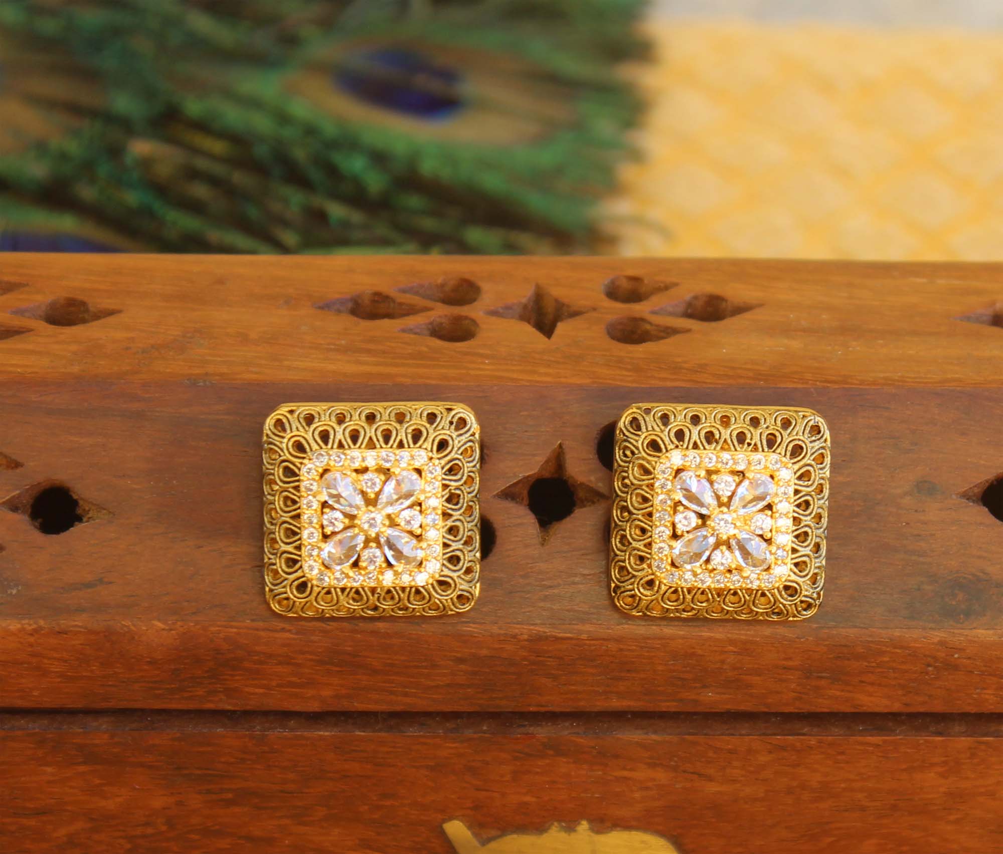 Matte Finish Studs Stone Earrings T2466