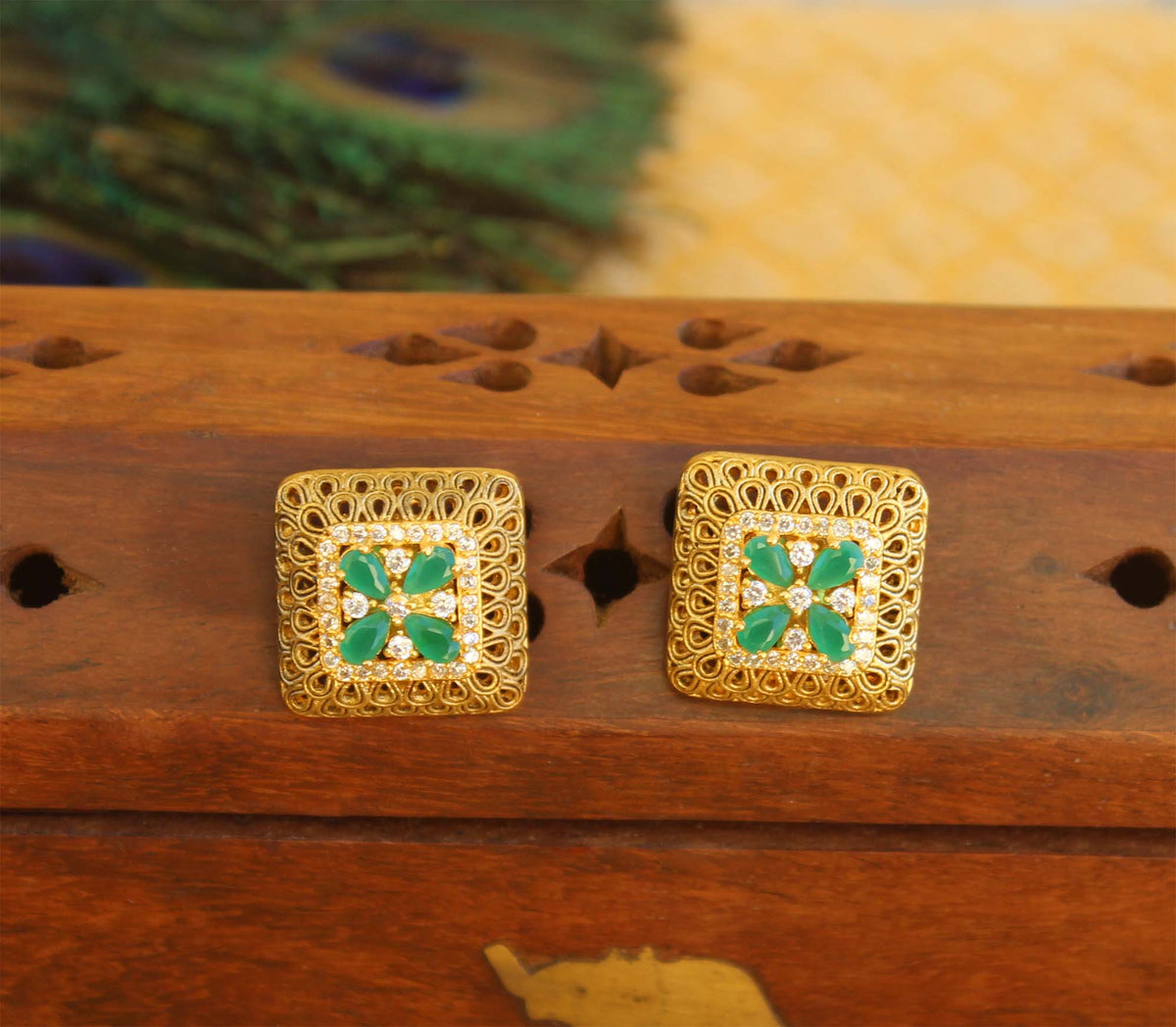 Matte Finish Studs Stone Earrings T2468