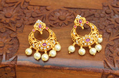 Matte Finish Pearl Stone Earrings T2760