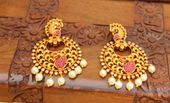 Designer CZ Stone Peacock Matte Finish Earrings T2762