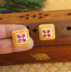 Gold Plated Studs Stone Earrings T2470