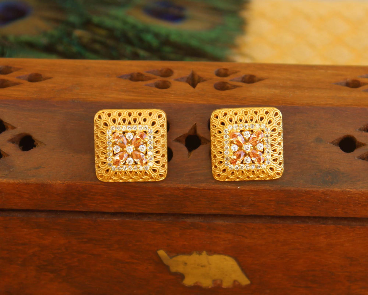 Gold Plated Studs Stone Earrings T2472