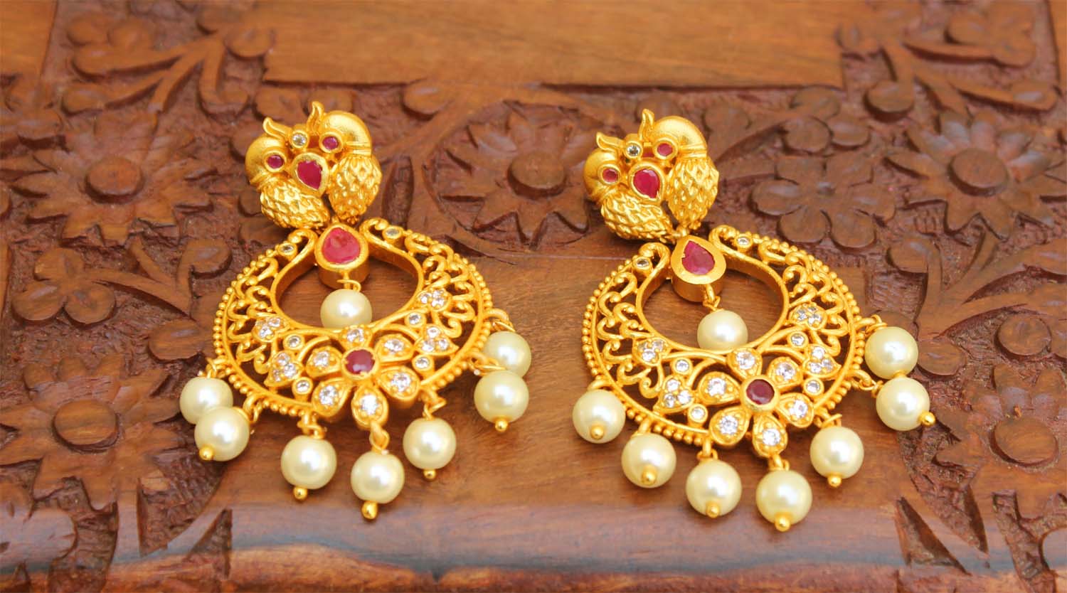 Matte Finish Peacock Stone Earrings T2764