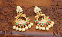CZ Stone Gold Plated Peacock Earrings T2822