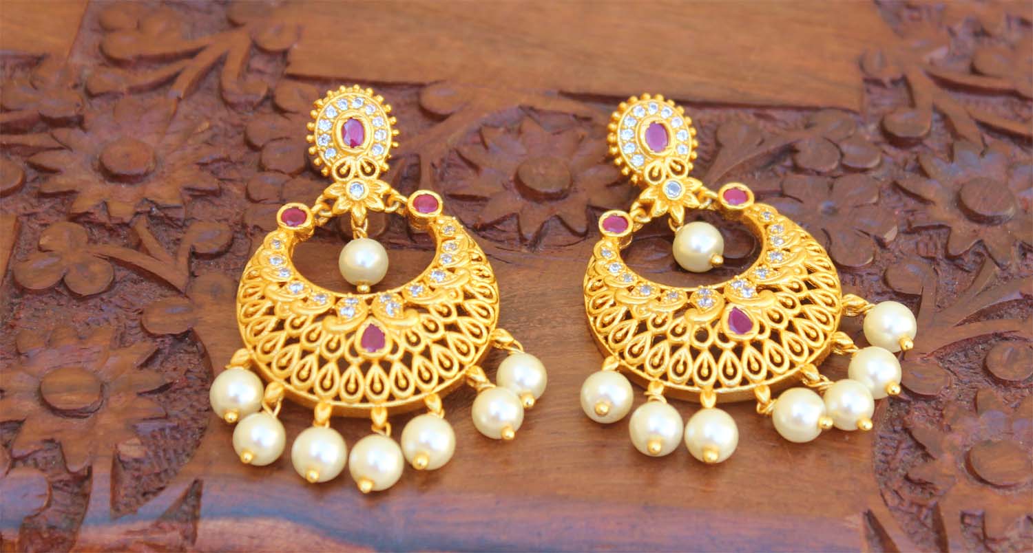 Stylish Matte Finish Stone Earrings T2511