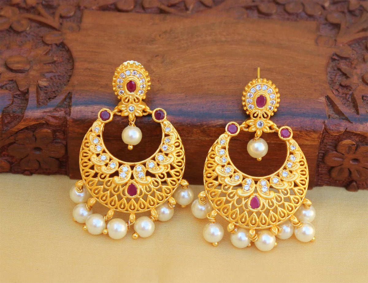 Stylish Matte Finish Stone Earrings T2511