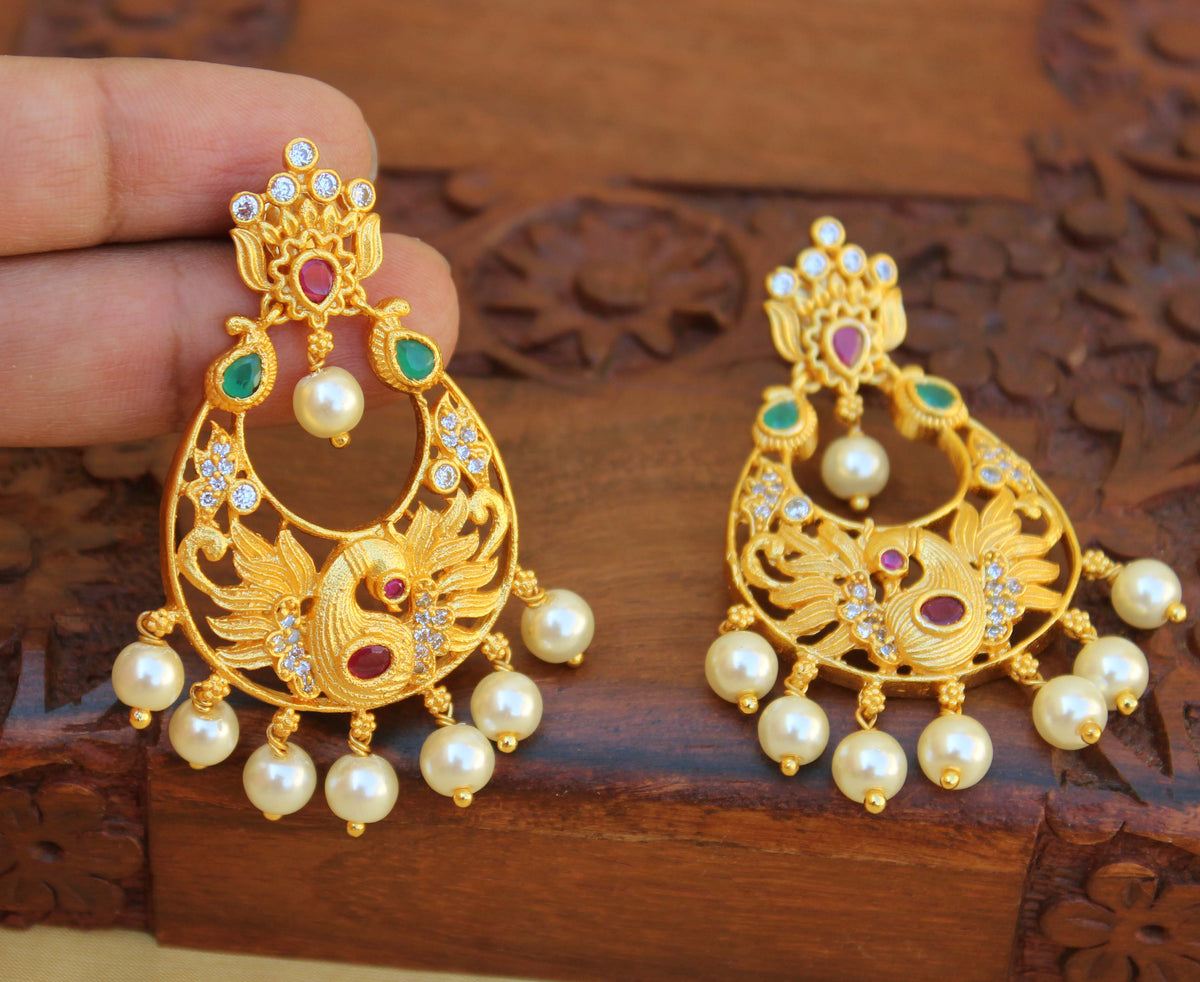 Stylish Peacock Matte Finish Earrings T2486