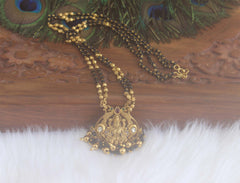Temple Lakshmi Black Beads Necklace T2223