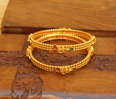Matte Finish Temple Lakshmi Stone Bangles T3060
