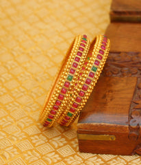 Matte Finish Kempu Stone Bangles T3061