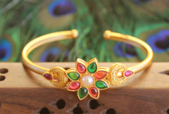 Matte Finish Floral Multicolor Stone Kada T3062