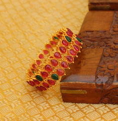 Matte Finish Kempu Stone Bangles T3058