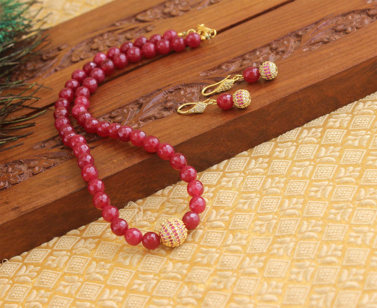 Handmade CZ Stone Beads Necklace Set T2706