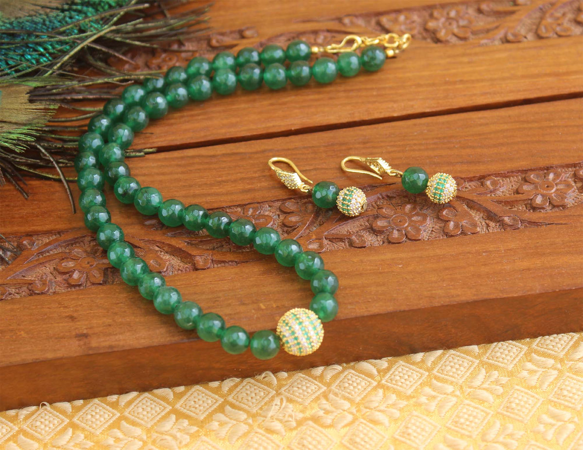 Handmade CZ Stone Beads Necklace Set T2707