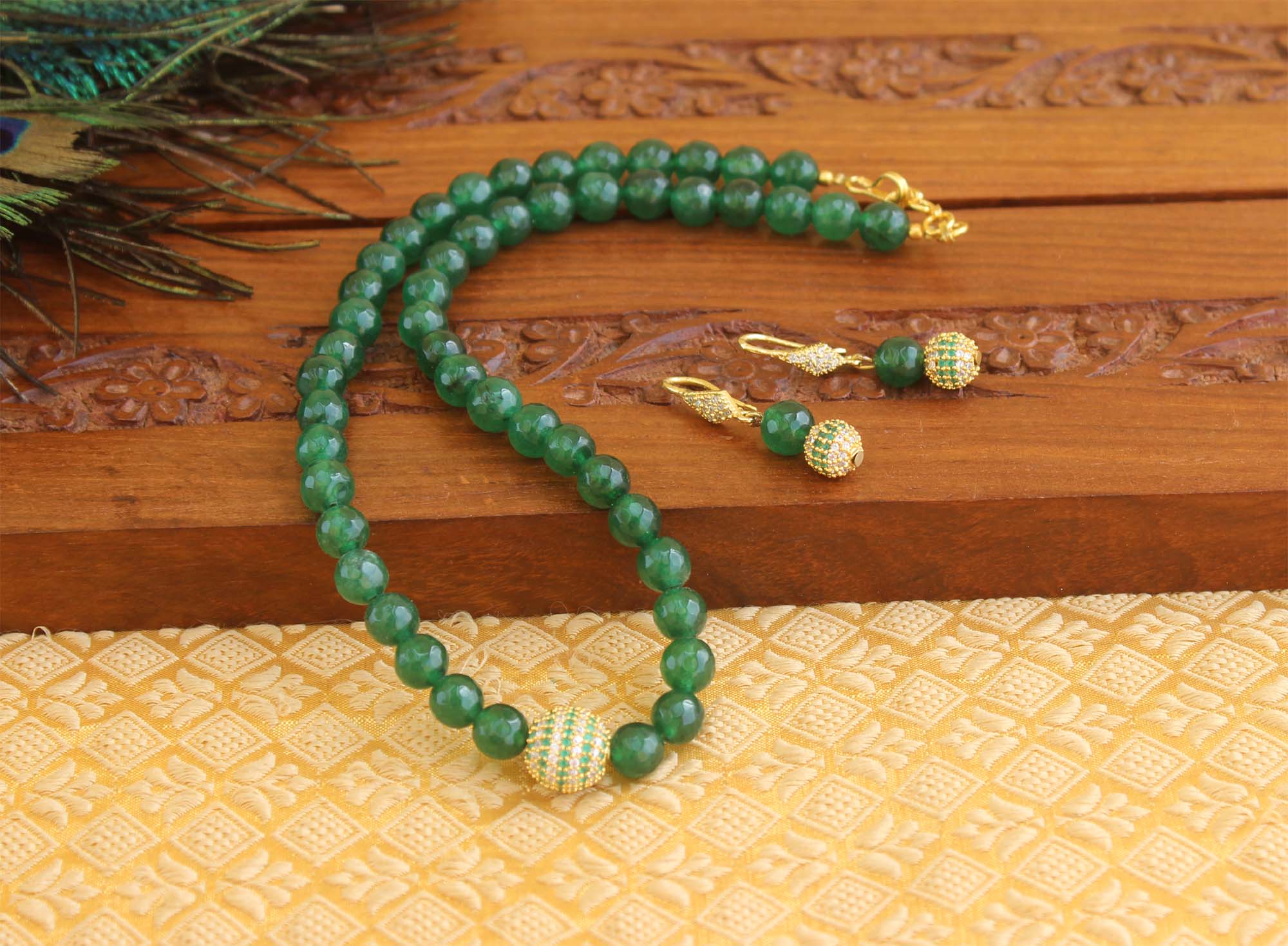 Handmade CZ Stone Beads Necklace Set T2707