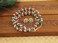 Handmade Pearl Beads Stone Necklace Set T2709