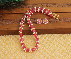 Handmade Pearl Beads Stone Necklace Set T2710