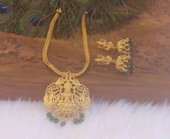 Gold Plated Temple Peacock Necklace Set T2234