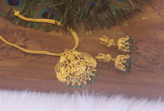 Gold Plated Temple Peacock Necklace Set T2234