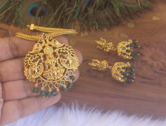 Gold Plated Temple Peacock Necklace Set T2234