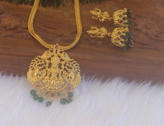 Gold Plated Temple Peacock Necklace Set T2234