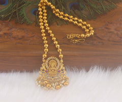 Matte Finish Temple Long Ball Chain Necklace T2289