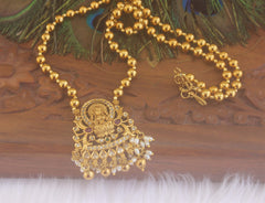 Matte Finish Temple Long Ball Chain Necklace T2289