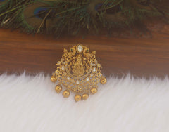 Matte Finish Temple Lakshmi peacock Pendant T2387