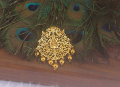 Matte Finish Temple Lakshmi peacock Pendant T2387