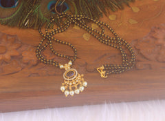 Black Beads Stone Necklace T2177