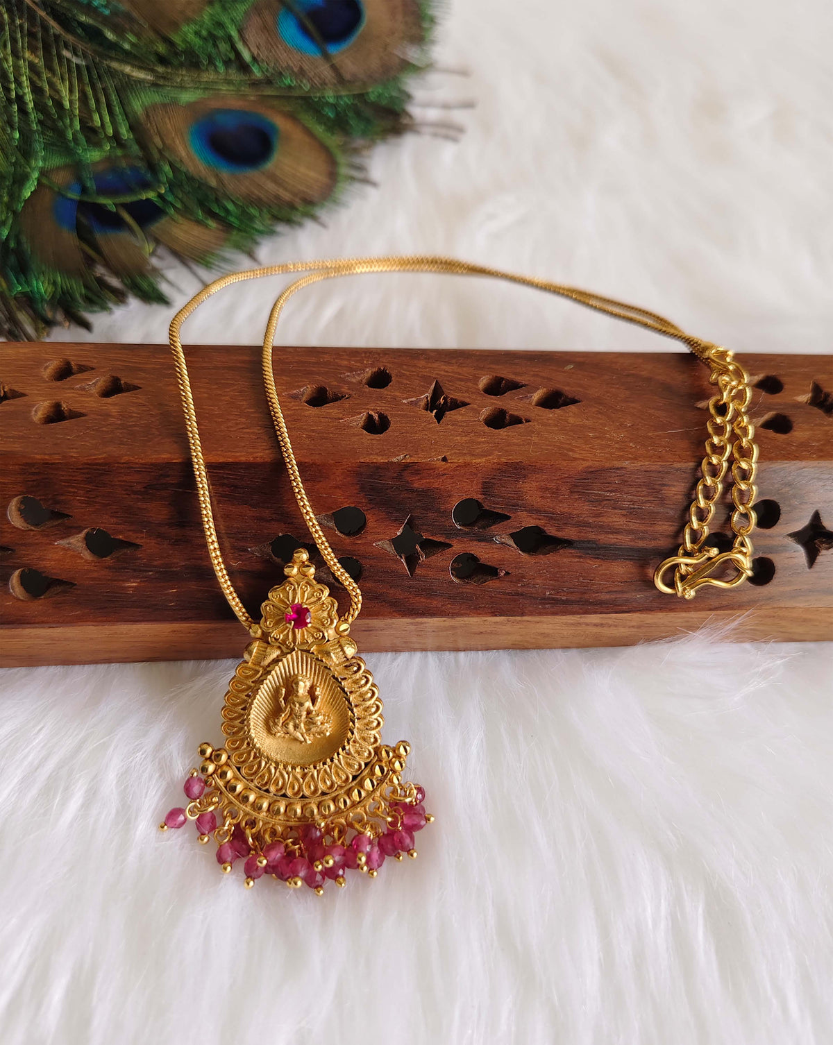 Gold Plated Temple Lakshmi Necklace T3130