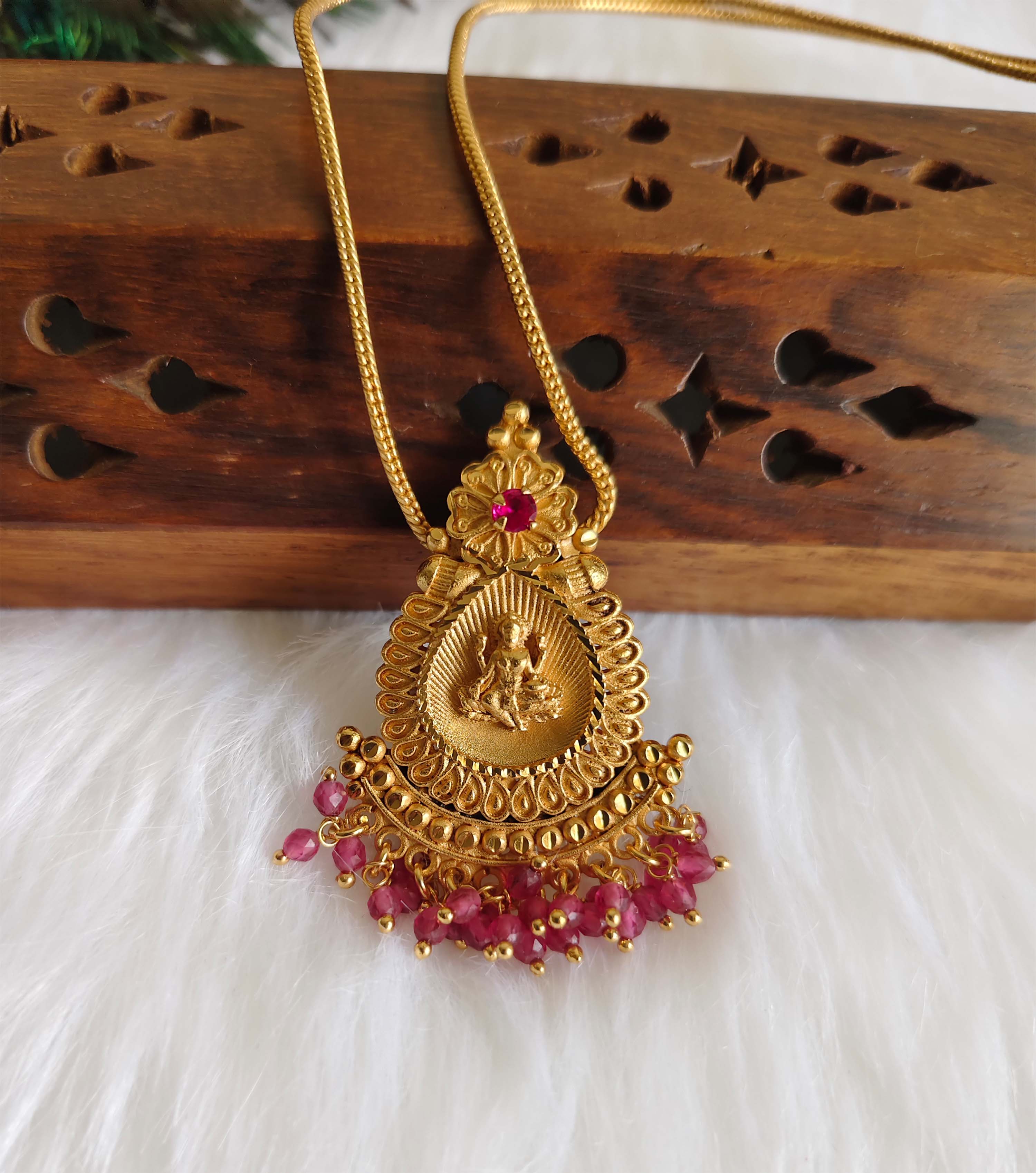 Gold Plated Temple Lakshmi Necklace T3130