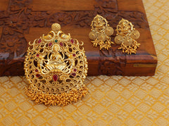 Gold Plated Temple Peacock Pendant Set T2807
