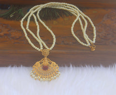Temple Matte Finish Pearl Long Necklace T2287