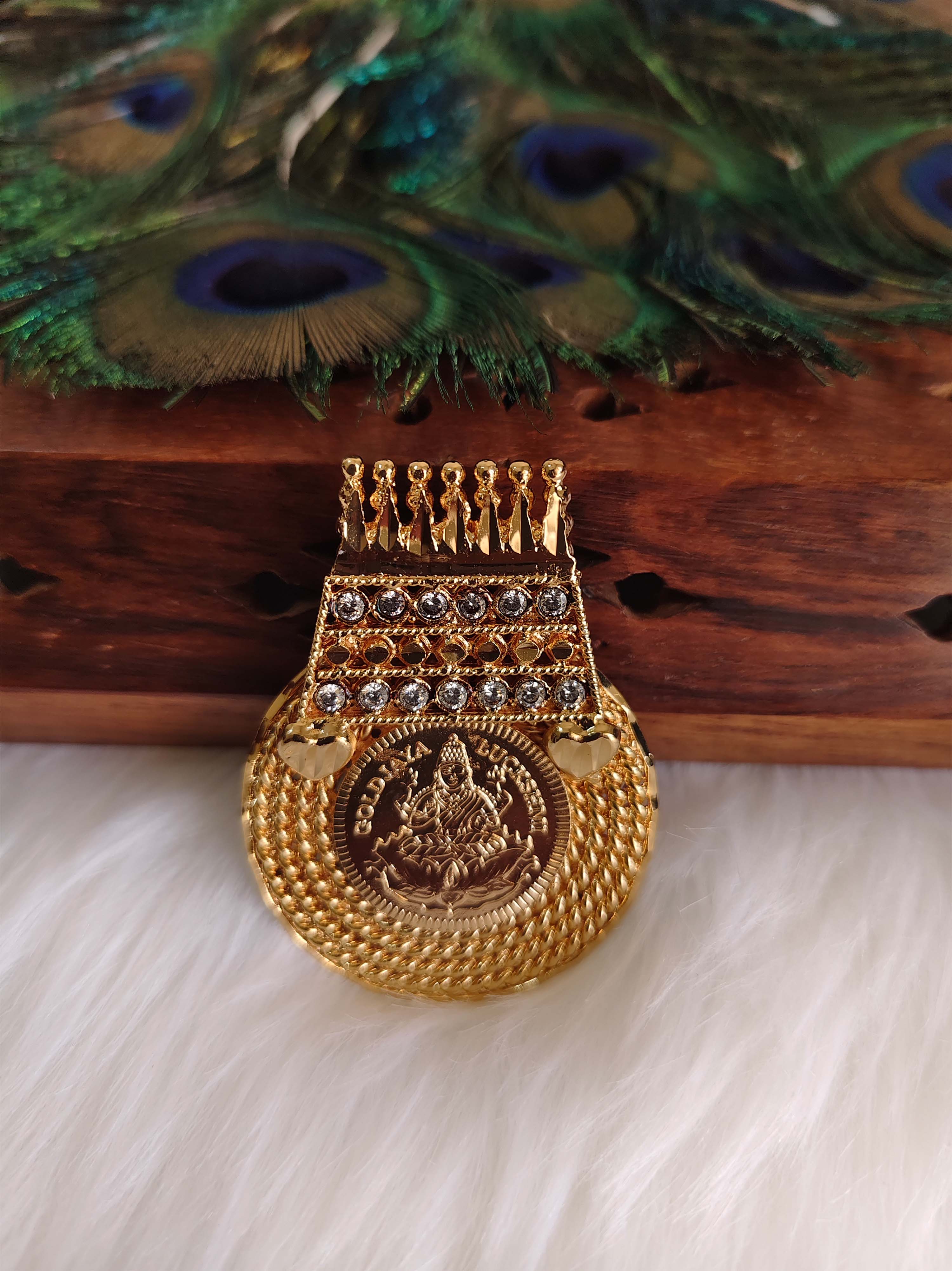 Kerala Style Temple Kasu Stone Pendant T3165
