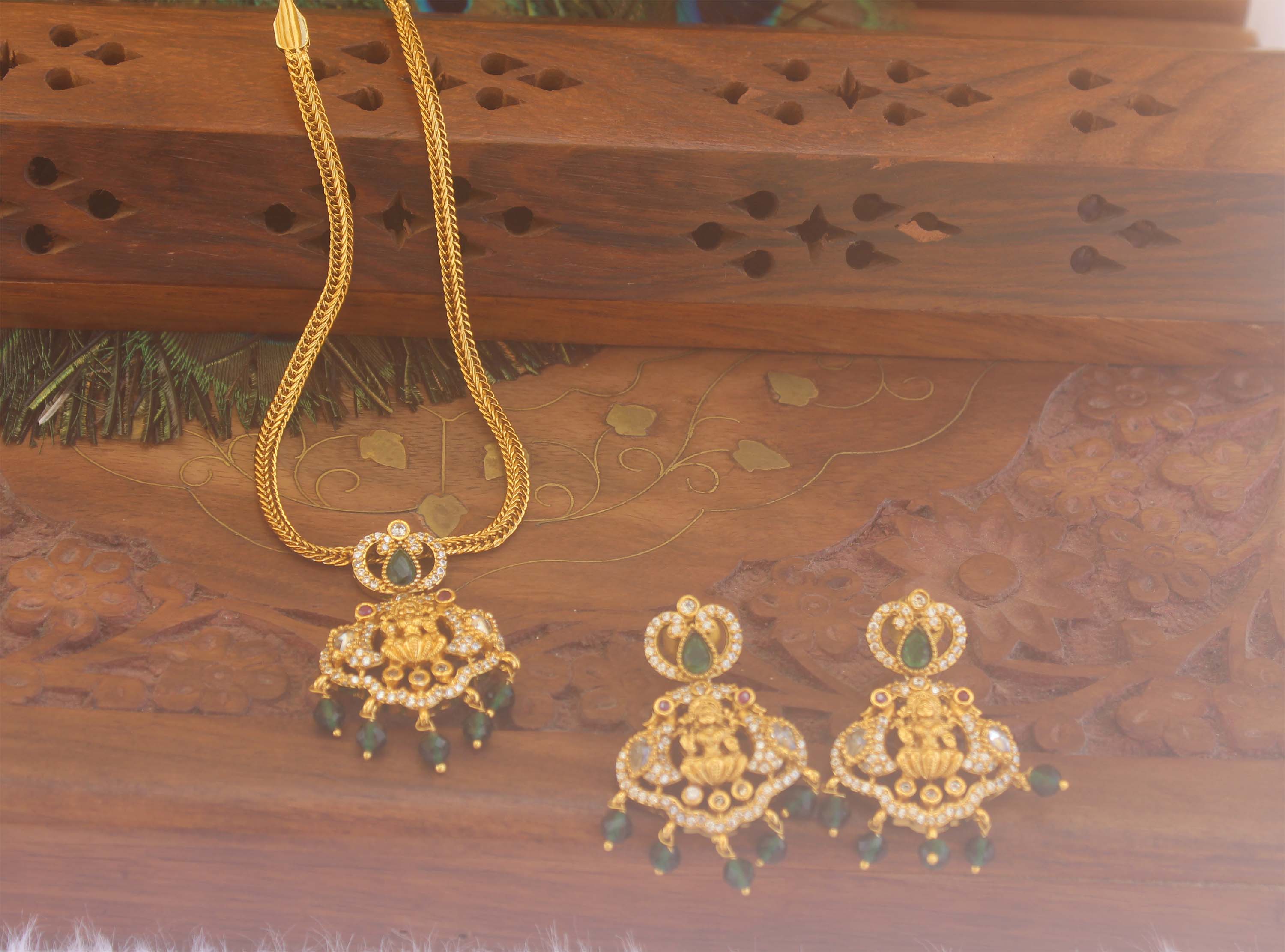 CZ Stone Temple Beads Necklace Set T2227