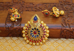 Gold Plated Stone Pendant Set T2816