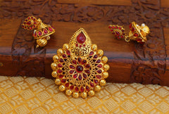 Gold Plated Stone Pendant Set T2818