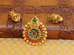 Gold Plated Stone Pendant Set T2819