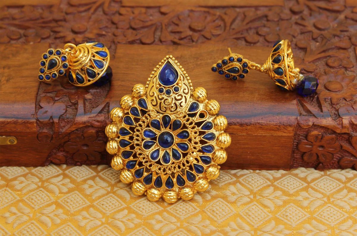 Gold Plated Stone Pendant Set T2820